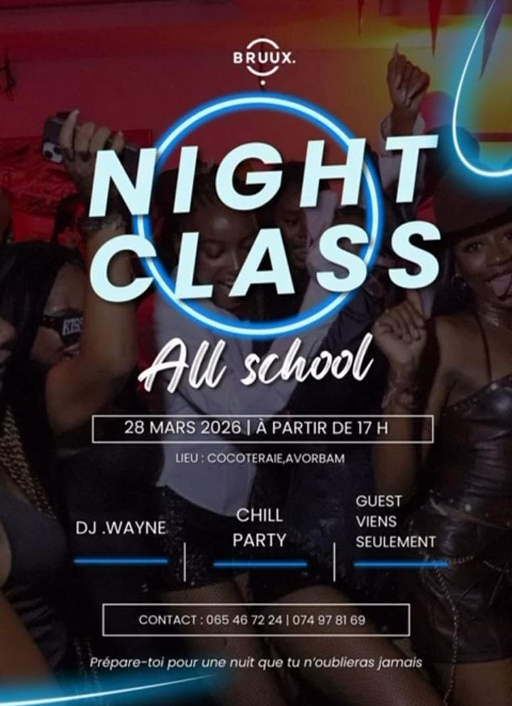 Affiche officielle Night Class #5 — 15 mai 2026, Villa Etami, Libreville